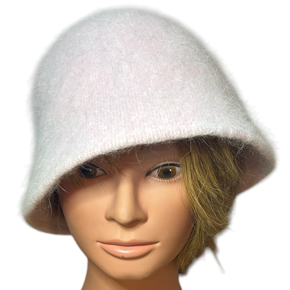 Aldo pale pink‎ angora blend fuzzy cloche bucket hat soft vintage inspired